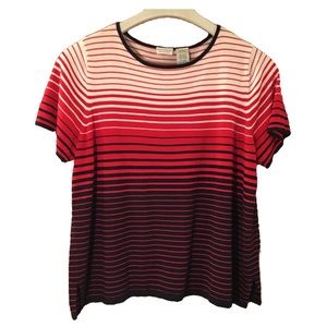 White Stag Red Stripe Fine Knit Sweater Top Short Sleeve 22/24